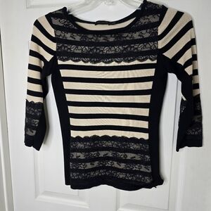 The‎ Limited Black Cream lace womens sweater 3/4 sleeve XS